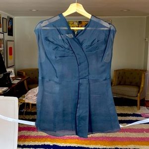 Marni Sheer Black Chiffon Sleeveless Top, Size 40?